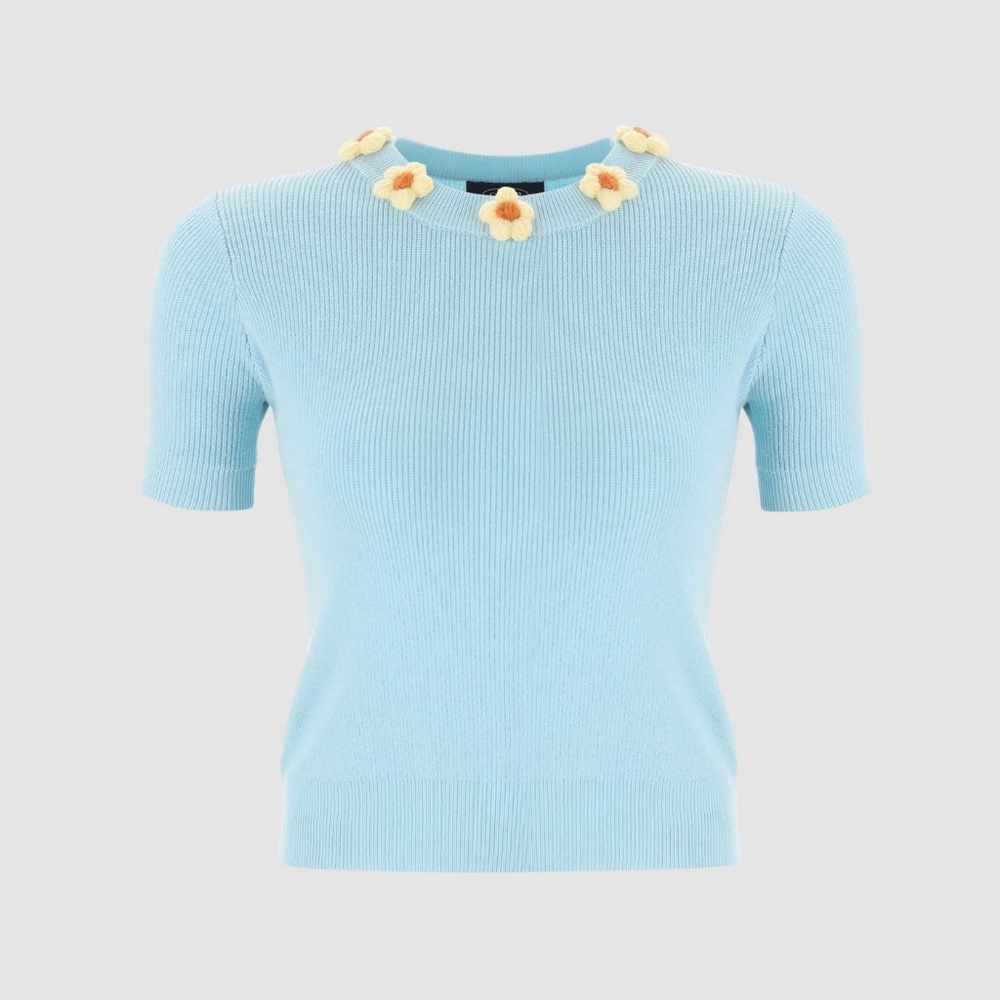 3D Flower Stitched Collar Sweater
